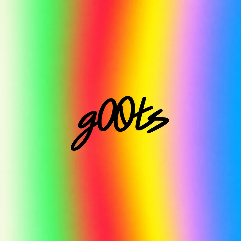 The handwritten g00ts logo over a vibrant rainbow gradient.